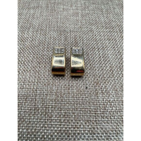 Pierre Lang Earrings, Ear Clip On Gilded with Crystal Chips Classy, Formal - Picture 4 of 8